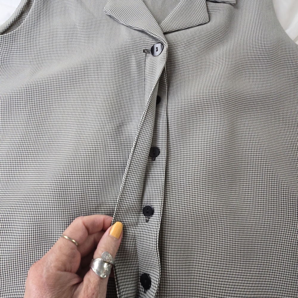 Pendleton Euc Black And White Houndstooth Blouse … - image 2